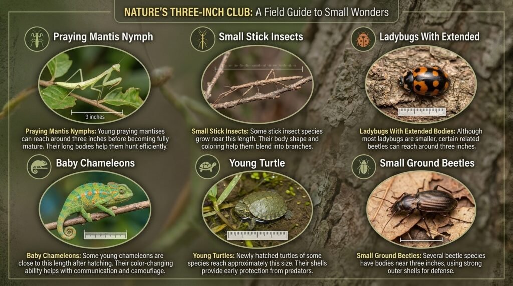 Insects and Reptiles Around Three Inches
