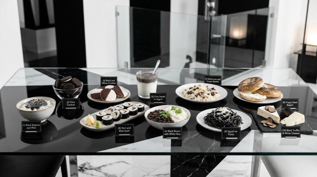 Black and White Food Examples