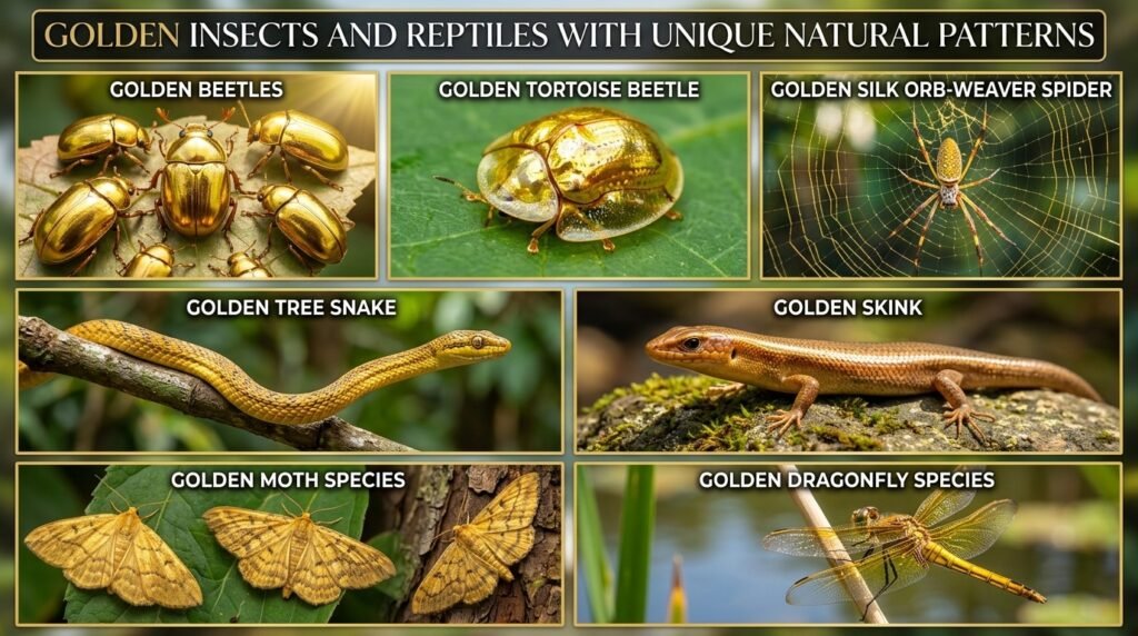 Insects and Reptiles With Golden Coloration