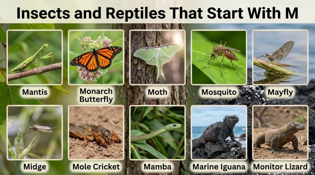 Insects and Reptiles That Start With M