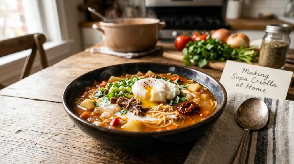 Making Sopa Criolla at Home